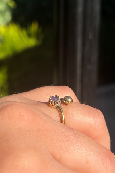 Pinart Pi̇nart Adjustable Agate Stone Copper Women's Ring Pnrtb001226