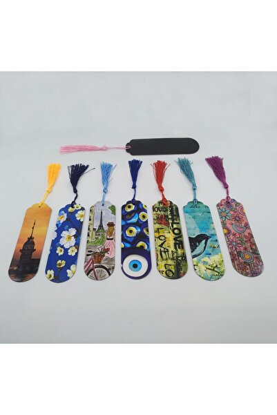 Giftsturkiye Bookmarks with Tassels and Magnets on the Back Gift 7 Pieces