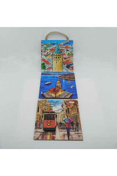 Giftsturkiye Kabartma Poster Tablo 3lü Ahşap Istanbul