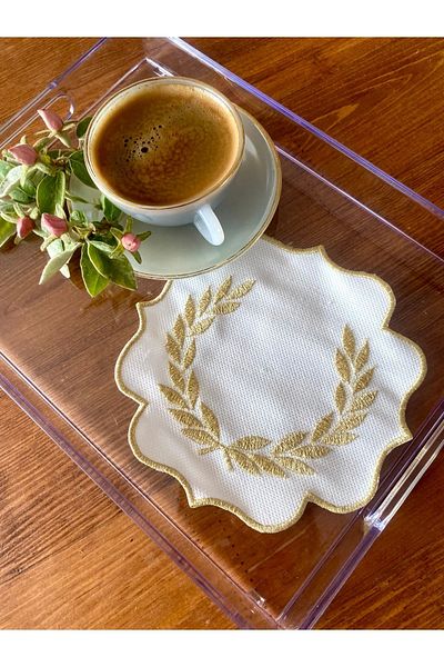 Soft Colours 2 قطعة مناديل تقديم الكوكتيل بنمط العذراء الذهبية