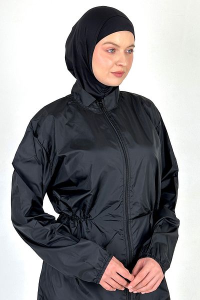 Sorenza Women's Black Water Repellent Parachute Fabric Full Islamic Swimsuit