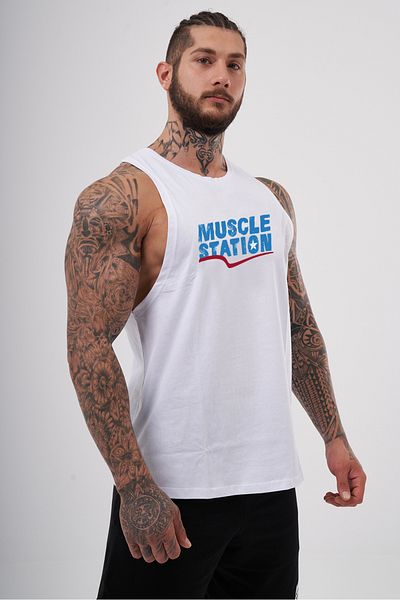 Muscle Station قميص داخلي أبيض من Musclestation Toughman-TKR - للتمرين