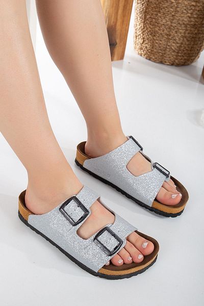 Valeriiastock New Season Slippers Shiny Material Double Buckle