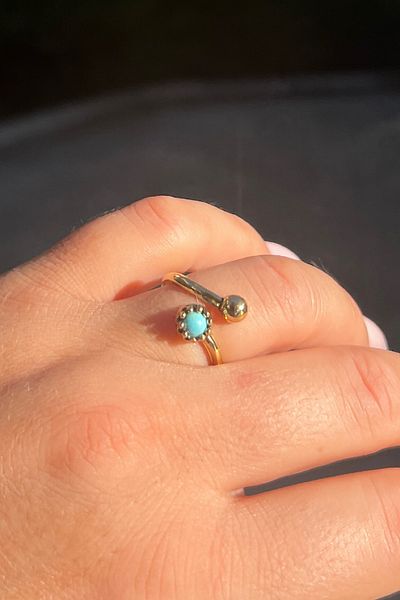 Pinart Pi̇nart Adjustable Agate Stone Copper Women's Ring Pnrtb 001226