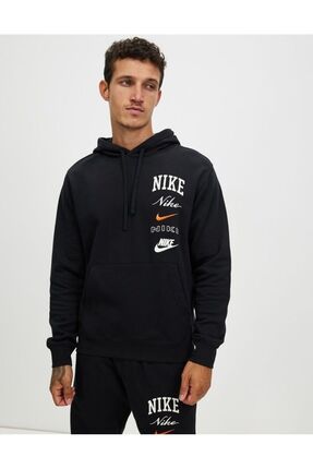 Nike Sportswear Club Fleece Stacked Graphics Pullover Hoodie Siyah Erkek Sweatshirt Fiyat Yorumlar Trendyol