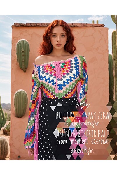 Hippybutik Gypsy Pembe Çok Renkli Püsküllü Bluz