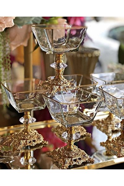 atabey home 6 Pieces Cast Metal Legs with Gold Detail Magnolia-bowl-ice cream-sugar bowl lava krn260