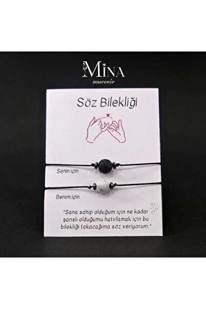 Mina Souvenir عزيزي الحجر الطبيعي - سوار وعد الصداقة للزوجين