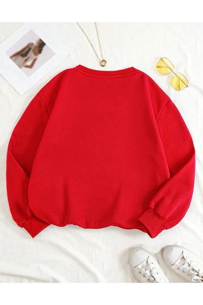 MODARİCH Φούτερ Red Sunshine Smiling με στάμπα Oversize - Ροζ Ροζ Λαιμόκοψη