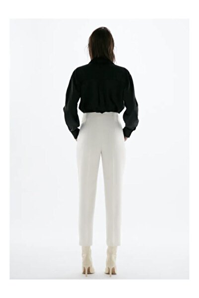 HOJAMODA Yüksek Bel Pensli Pantolon Beyaz