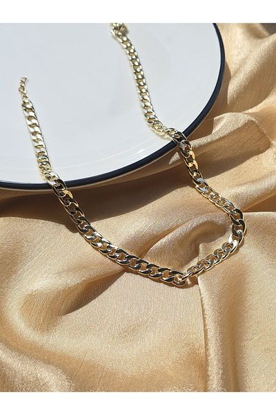 ULYOS PONIS Flat Chain Unisex Gold Necklace