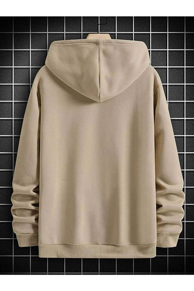 MODARİCH Hanorac oversize bej cu glugă simbol