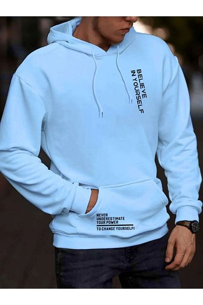 MODARİCH Hanorac oversize cu glugă cu imprimeu Baby Blue