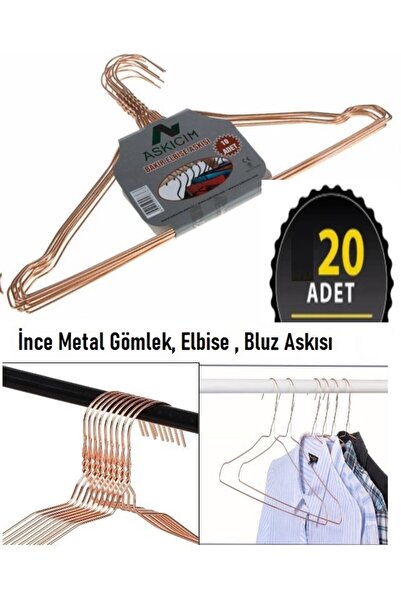 askıcım 20 bucăți de umerașe din metal fin din cupru pentru cămăși și bluze - organizator pentru interiorul dulapului