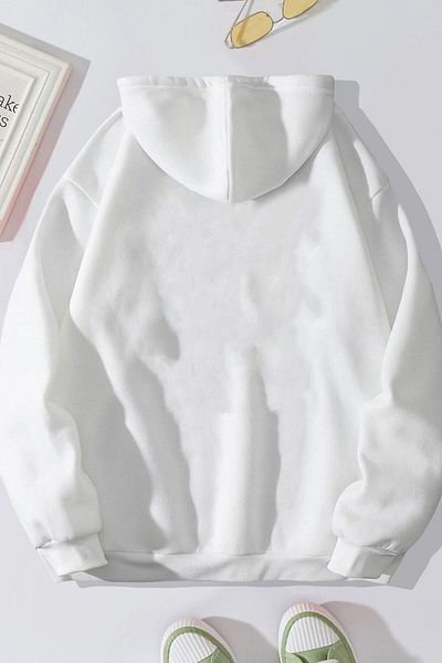 MODARİCH Λευκό φούτερ με κουκούλα Oversize - Kafadar Bears Printed