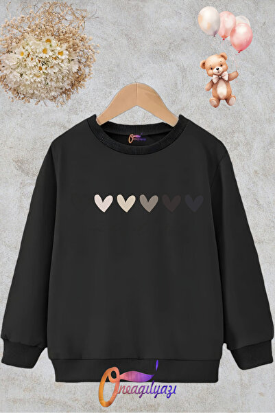 oneagılyazı Детски суичър с щампа с кръгла яка