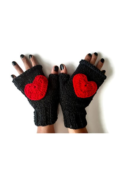 El örgüsü قفازات نسائية بدون أصابع - كروشيه محبوك يدويًا