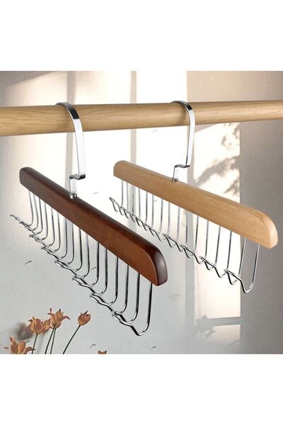 Seram Collection Çok Fonksiyonlu Ahşap 8 Kancalı Sütyen Eşarp Kravat Kemer Çanta Askısı