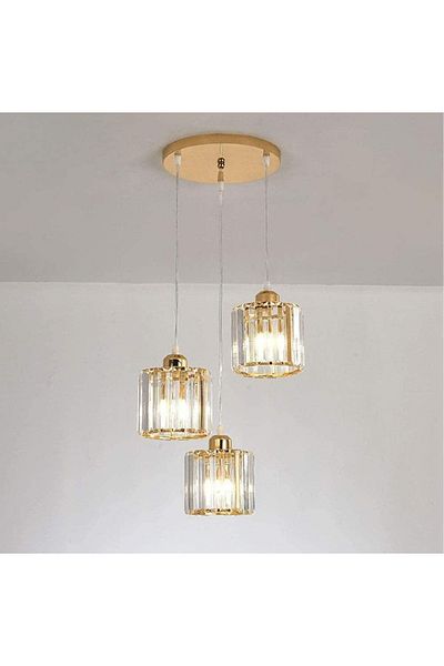 MİNAYS 3' Modern Crystal Gold Chandelier