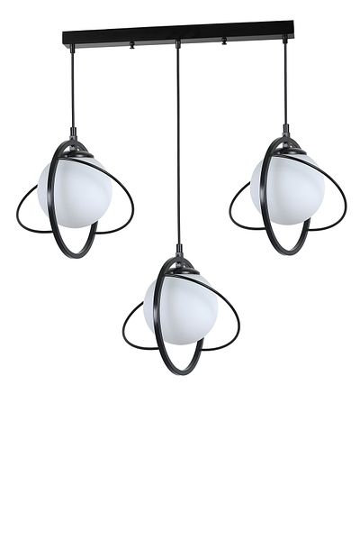 Lumexx NEPAL 3 Row Black and White Glass Pendant Lamp Set