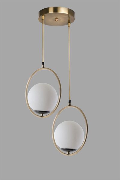 Lumexx White Glass Tray Ring 2 Pieces Antique Pendant Lamp