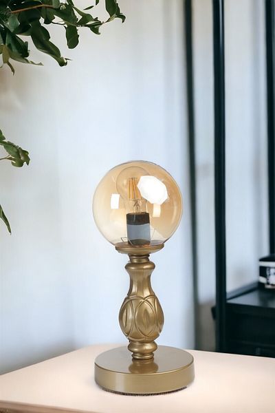 Lumexx Olympic Antique - Honey Glass Table Lamp
