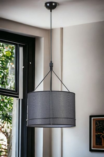 Lumexx Violet Pendant Lamp with Wicker Black Lampshade