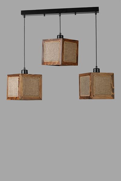 Lumexx KUMSAL 3 Row Walnut Wicker Chandelier