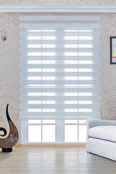 Kidmex Beyaz Alüminyum Kasa Zebra Perde Eteksiz