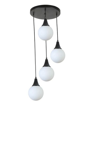 Lumexx AFRA Set of 4 Black and White Glass Pendant Lamp with Tray