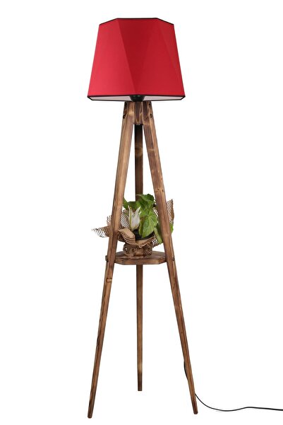 Lumexx Sehbalı Tripod Lambader Yanık Altıgen Kırmızı Abajurlu