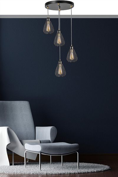Lumexx ARMUT Set of 4 Black Tray Pendant Lamp
