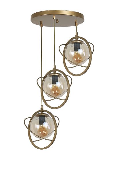 Lumexx NEPAL Antique Honey Glass Pendant Lamp with 3 Trays