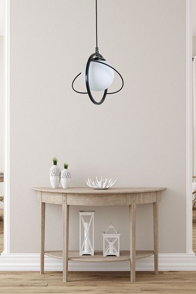 Lumexx Nepal Single Black and White Glass Pendant Lamp