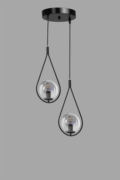 Lumexx Black Drop Pendant Lamp with Smoked Glass - 2 Trays
