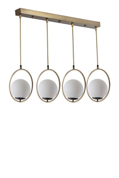 Lumexx White Glass Ring 4-Piece Antique Pendant Lamp