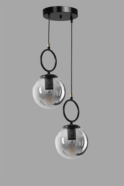 Lumexx Morino Smoked Glass Black Pendant Lamp with 2 Trays