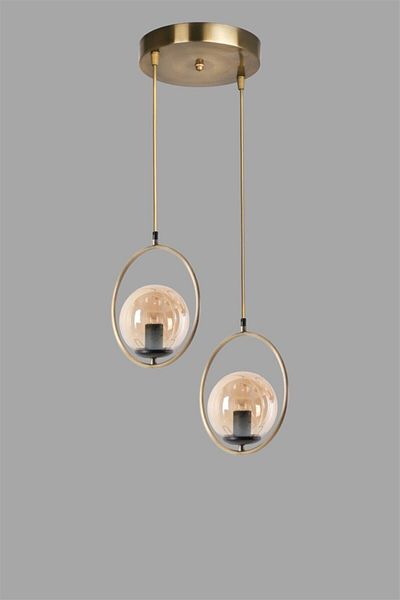 Lumexx Ring Antique Pendant Lamp with 2 Trays and Honey Glass