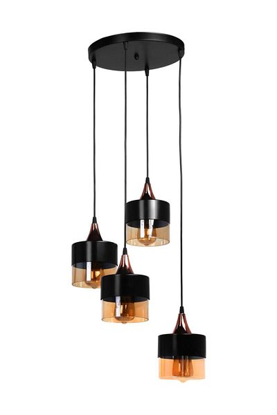 Lumexx Sahra Black 4-Piece Tray Pendant Lamp Set