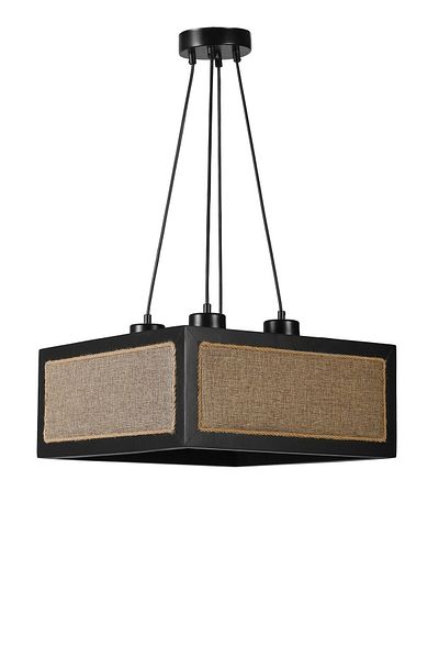 Lumexx 4-Piece Black Wicker Chandelier - Beach Square Design