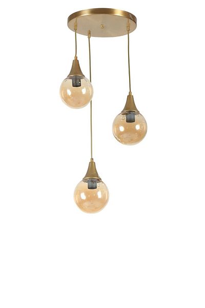 Lumexx AFRA 3 - Antique Pendant Lamp with Tray and Honey Glass