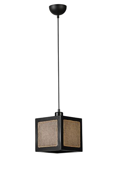Lumexx Black Wicker Fabric Single Pendant Lamp
