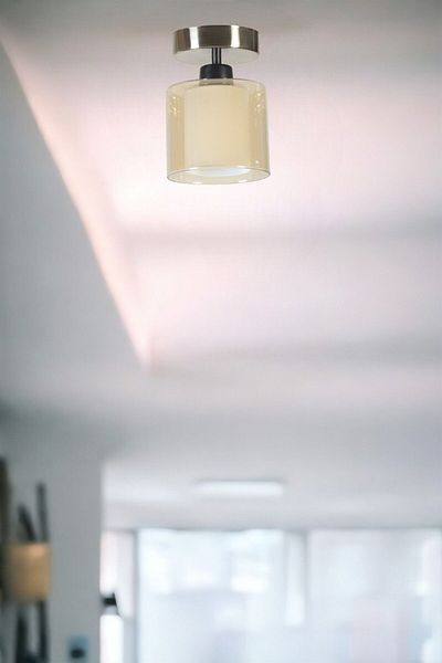 Lumexx New Nomı - Single Matte Chrome Honey Glass Chandelier