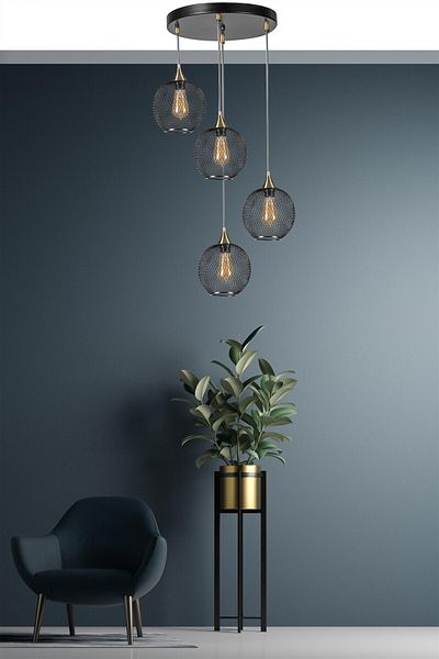 Lumexx JUPITER Set of 4 Black Tray Pendant Lamp