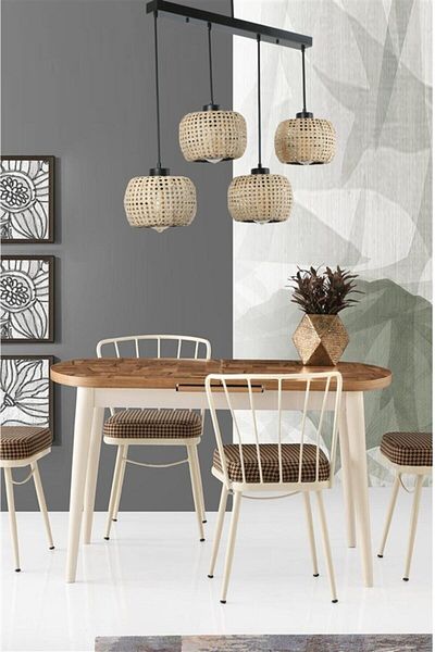 Lumexx Tiger 4 Row Rattan Pendant Lamp Set
