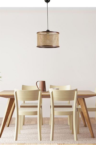 Lumexx Gizem Large Single Walnut Ratnan Pendant Lamp
