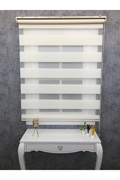 TREND STOR PERDE Krem Geniş Plise Zebra Stor Güneşlik Perde