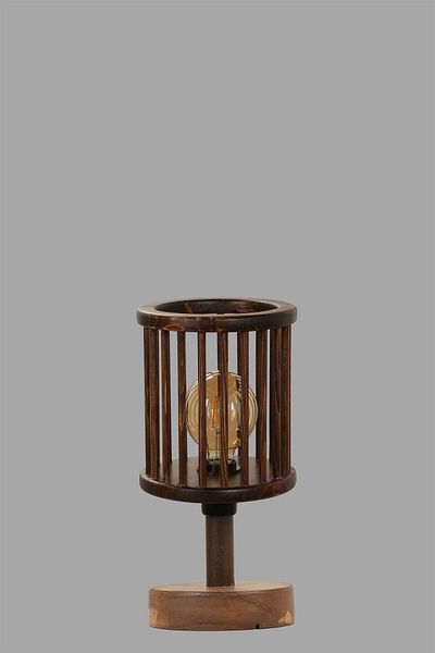 Lumexx ANKA Walnut Cage Table Lamp with Head