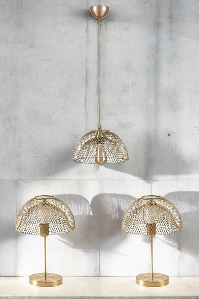 Lumexx Ufo Chandelier Lamp Shade - Antique Set of 3