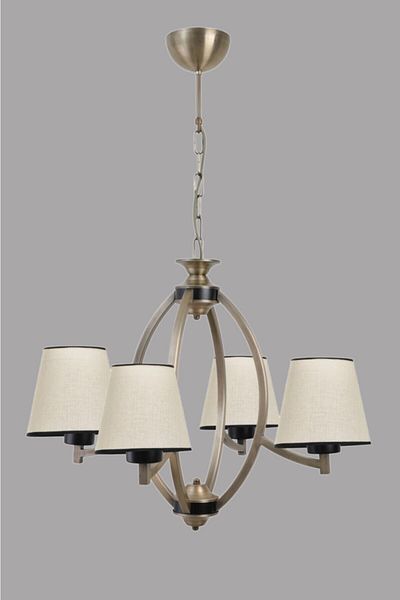 Lumexx Paul 4-Piece Antique - Chandelier with Open Wicker Lampshade